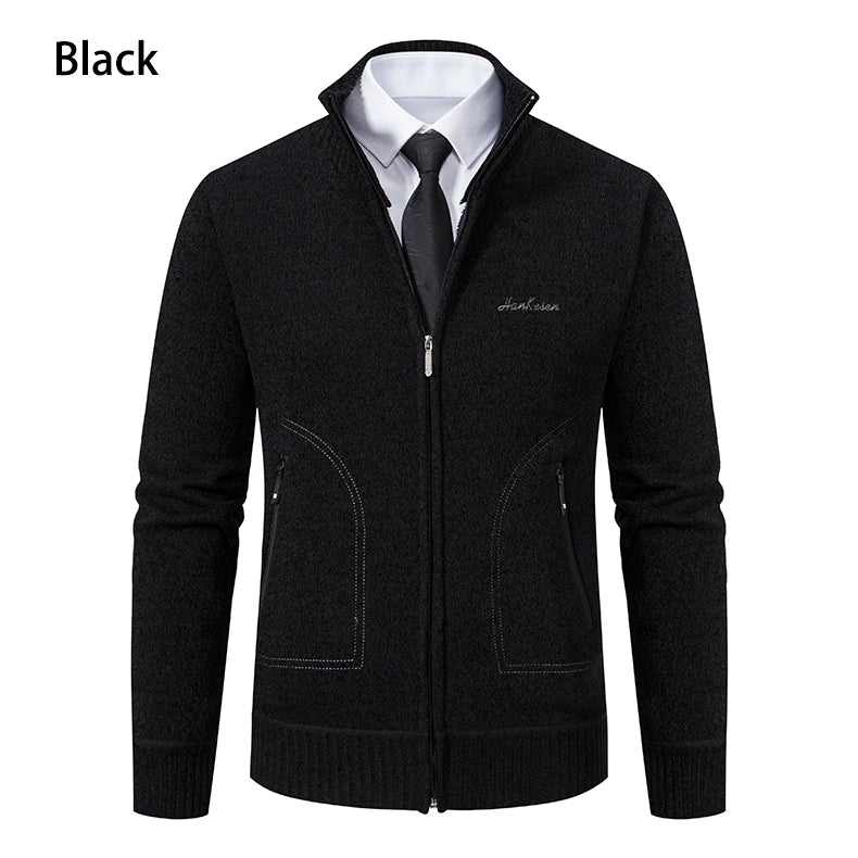 Knitwear Men's Stand-up Collar Thick Warm Cardigan Sweater – Loose Fit, Casual Winter Coat