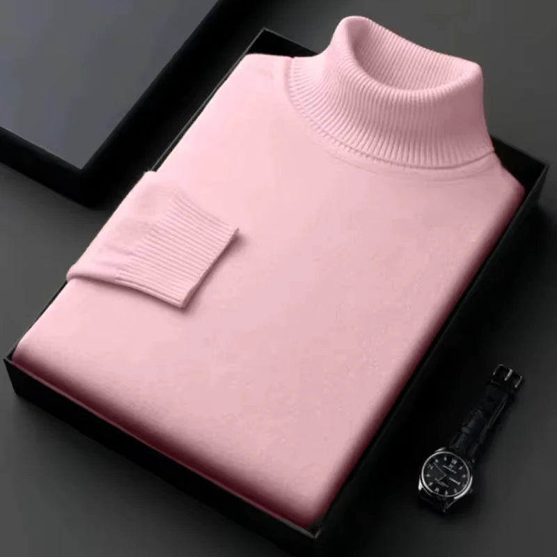 Sweatwear Men's Anti-Pilling High-Quality Knitted Turtleneck Sweater – Slim Fit, Long Sleeve Pullover, Solid Color, Trendy Men’s Clothing