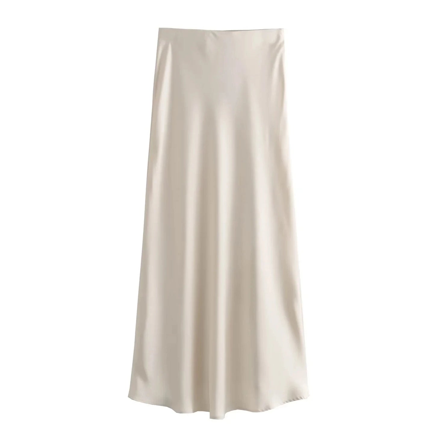Women's Elegant Satin Skirt – Solid Color, Y2K Chic, High Waist, Slim Fit, Silk Texture, Tight Midi Skirt