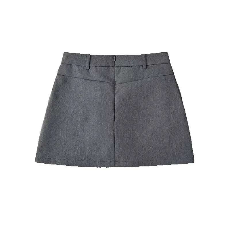Women's Fashion A-Line Mini Skirt – Solid Color, Back Zipper, Vintage High Waist, Chic Style