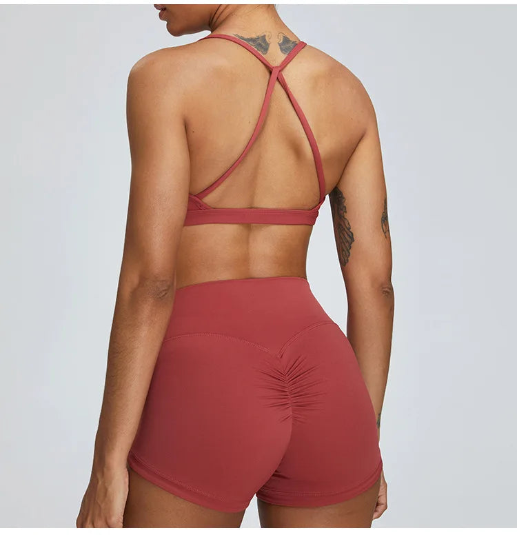 Sexy Scrunch Sports Bra – Gym Top for Women, Running Back Cross Top, Sportswear, Yoga Underwear, Fitness Workout Clothing