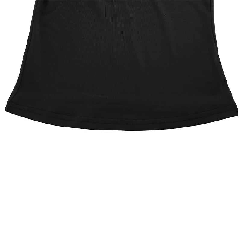 Tank Top – Solid Color, Sexy, Sleeveless, V-Neck, Fashionable, Bandage Detail, Streetwear, Casual, Slim Fit, Elegant, Knitted