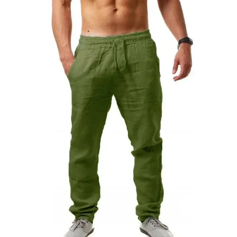 Sports Pants – Fashion Brand Men's Hip-Hop Style, Breathable Cotton Linen, Solid Color, Simple Drawstring, Wide Leg, New Spring/Summer