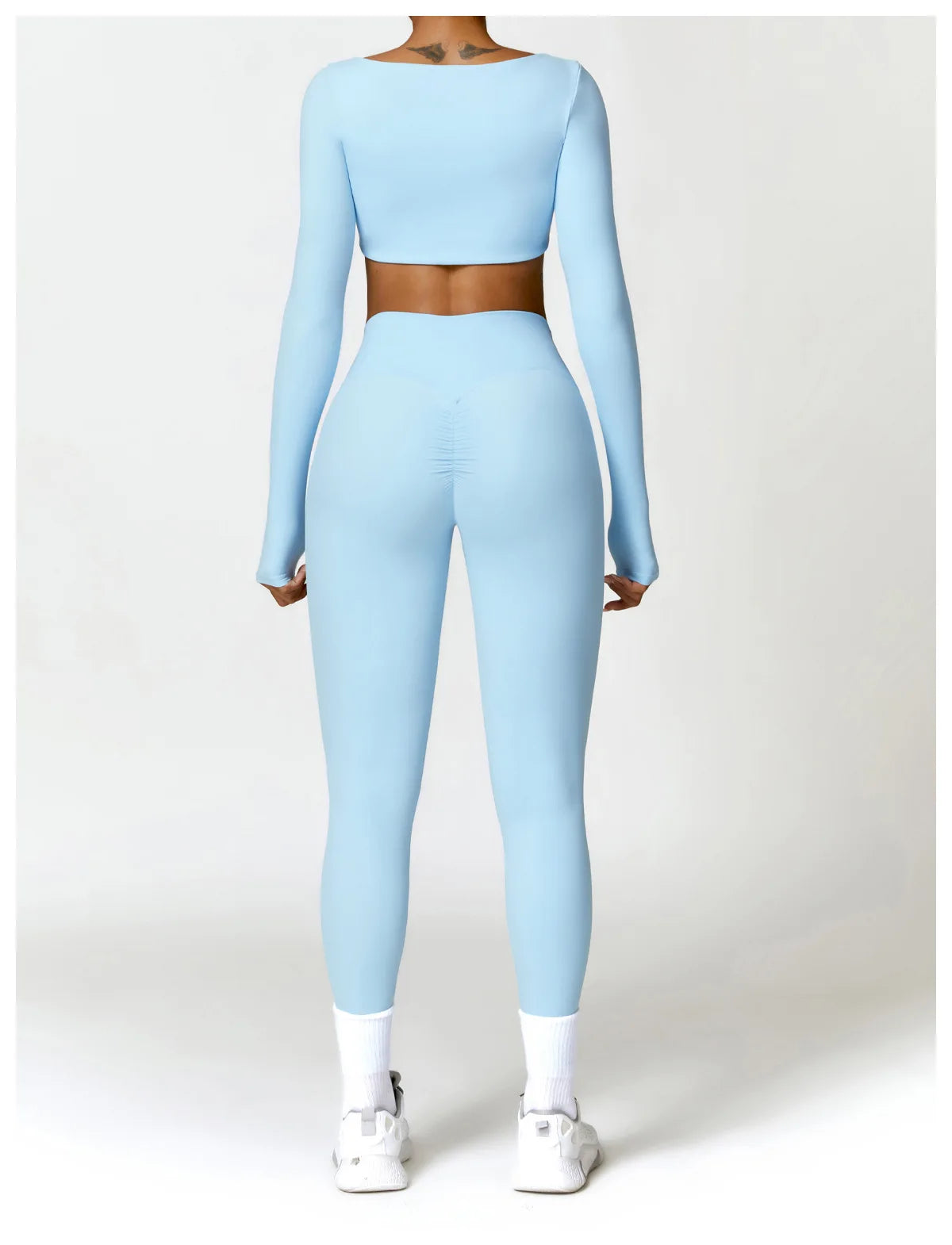 2PCS Women's Yoga & Gym Set – Quick-Dry Long Sleeve Sports Shirt & Leggings for Running & Workout