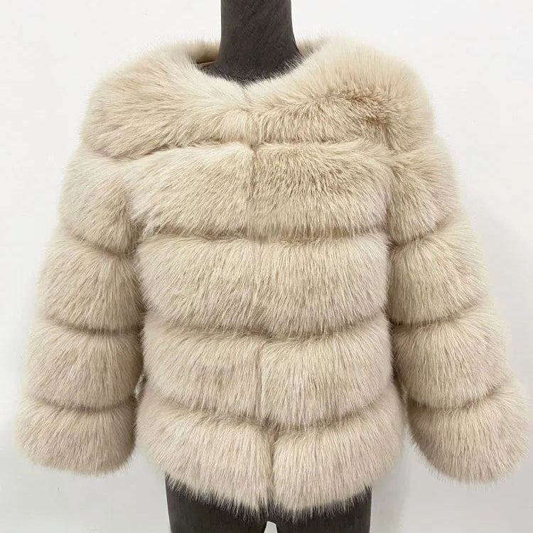 Elegant Faux Mink Fur Coat – Fluffy, Thick, Warm Winter Jacket for Women (S,M,L)