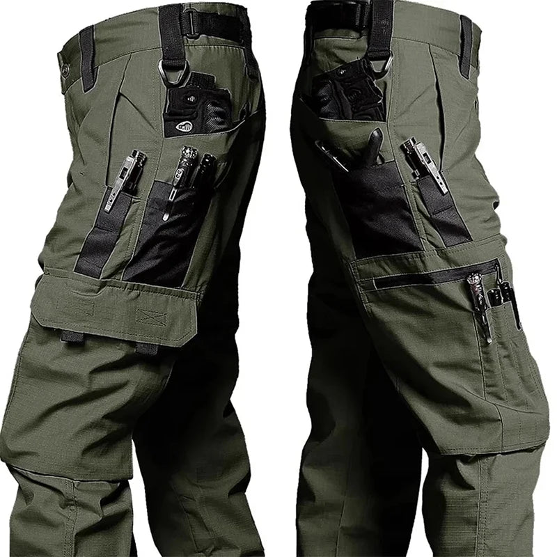 Tactical Work Pants Men – Outdoor Cargo Trousers, Multi-Pocket, Waterproof, Ideal for Autumn and Spring, Hiking and Workwear