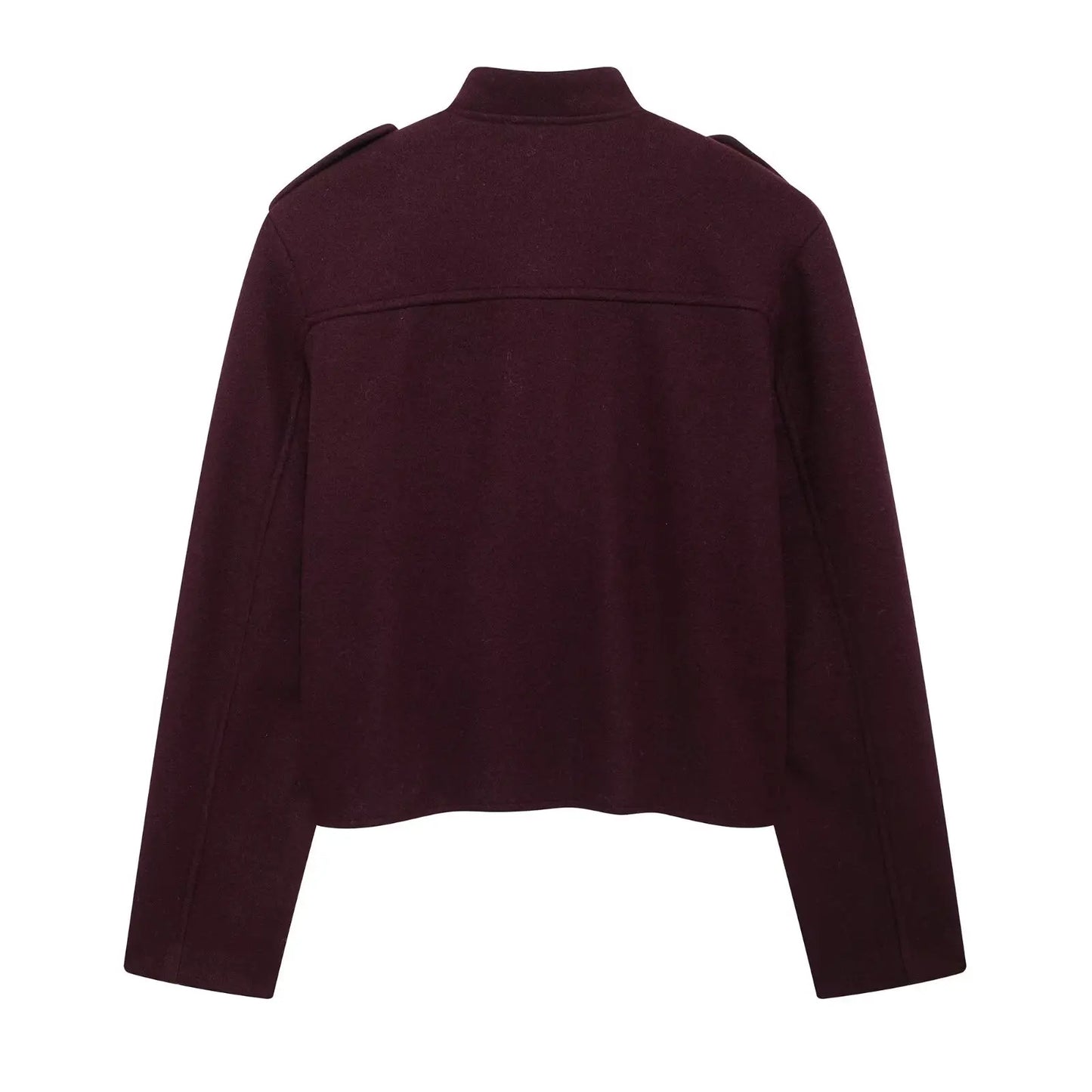 Women's Soft Tweed Bomber Jacket – O-Neck, Long Sleeve, Button-Up, Loose Woolen Streetwear Coat