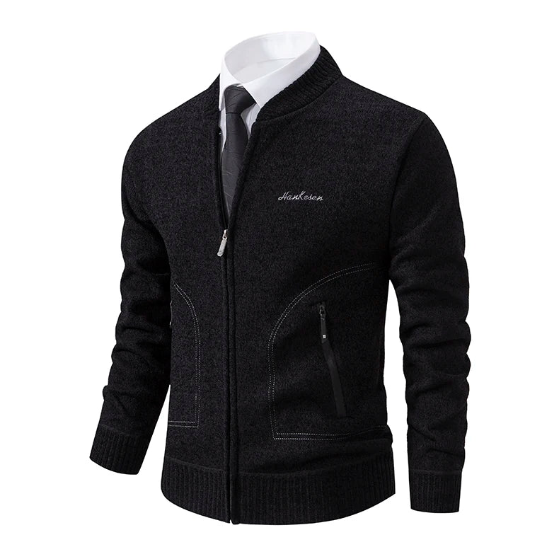Knitwear Men's Stand-up Collar Thick Warm Cardigan Sweater – Loose Fit, Casual Winter Coat