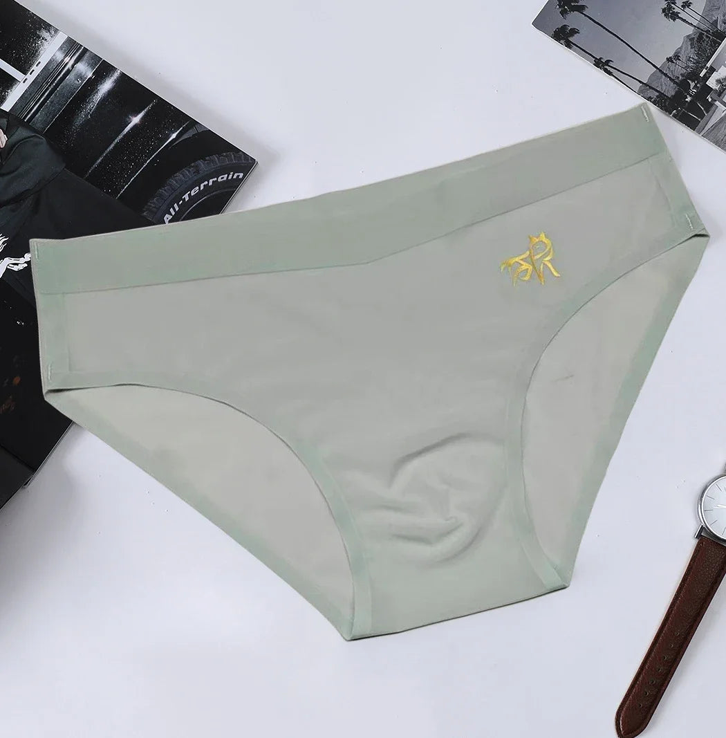 Men's Ice Silk Briefs – Seamless, Quick-Dry, Middle Waist, Solid Color, U Convex Pouch, Sexy Daily Summer Underwear