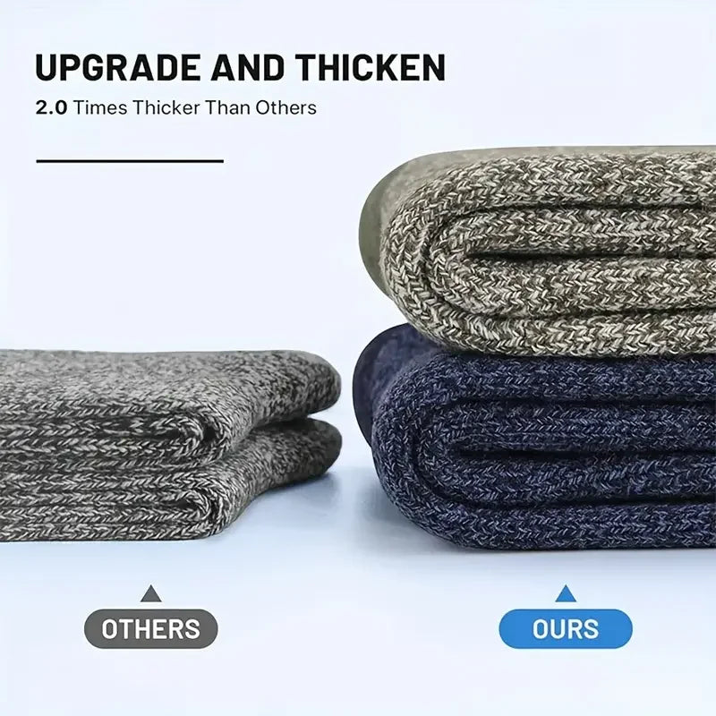 5 Pairs Wool Socks for Men – Super Thick, Thermal Hiking Socks, Ideal for Cold Weather