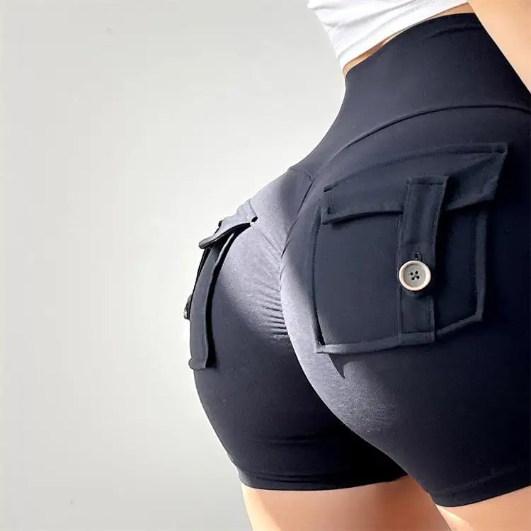 Women Sport Shorts – Pocket Design, Gym Wear, Sexy High Waist, Workout, Push Up, Booty Scrunch, Biker Shorts, Fitness, Cycling Tights