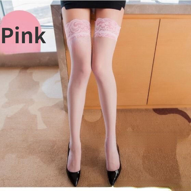 Sexy Lace Stockings – Transparent Knee-High, Thigh-High Long Socks with Anti-Slip Design for Women