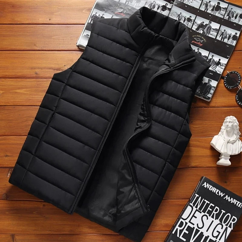 Men's Sleeveless Vest Jackets – Winter Fashion Cotton-Padded Coats, Stand Collar, Warm And Stylish Waistcoats