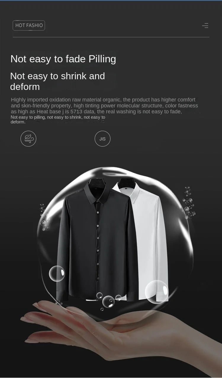 Elastic Cotton Denim Shirt – Long Sleeve, Slim Fit, Casual Men's Designer Shirt