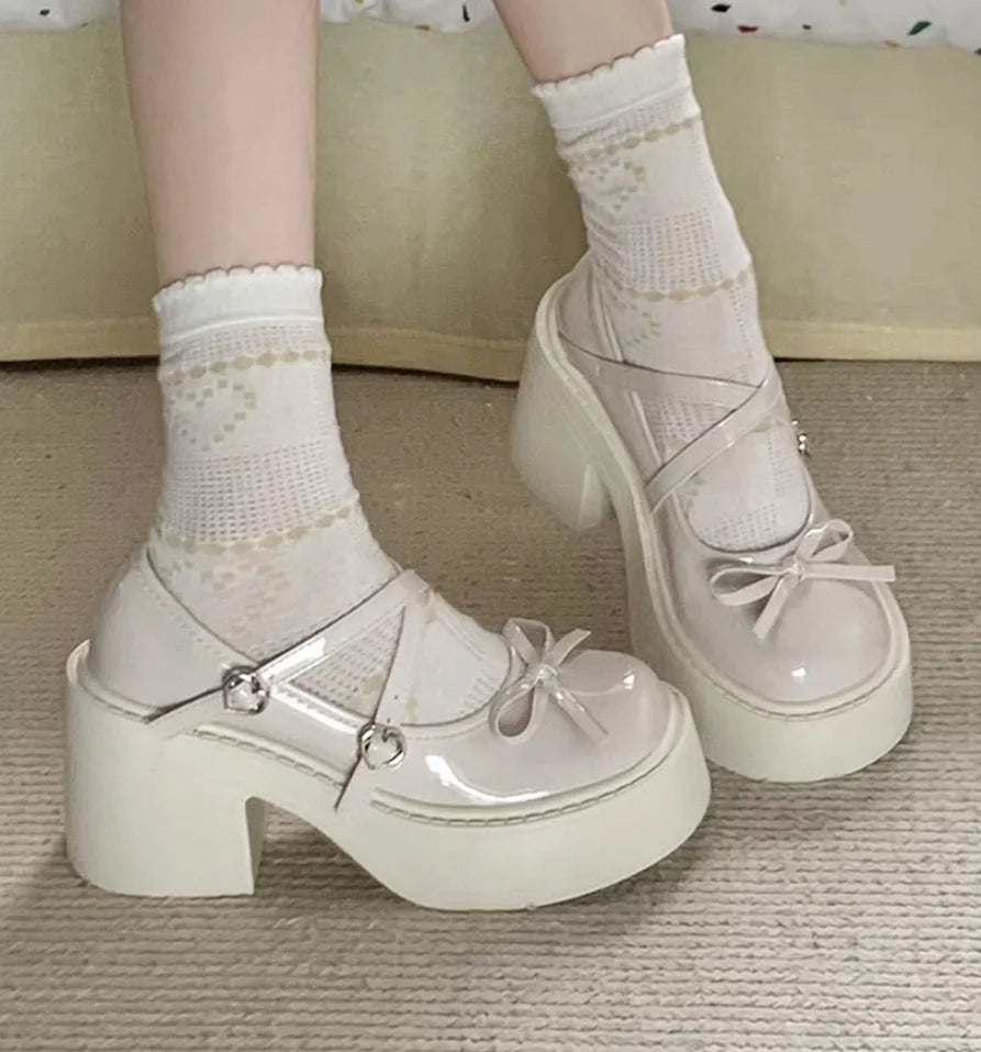 Lolita Mary Jane Shoes – Japanese Style, Vintage, Shallow High Heels, Chunky Platform, Cosplay Sandals