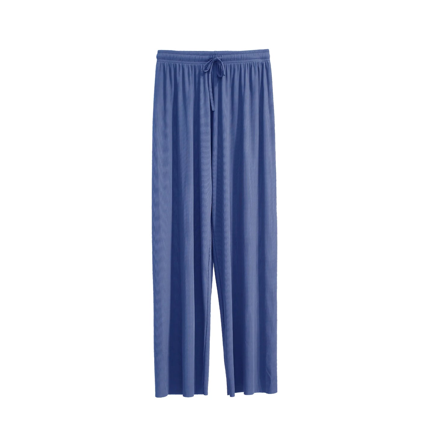 Women Ankle-Length Wide Leg Pants – Casual, Summer, Solid Color, Elastic Waist, Loose Fit, Ice Silk, Spring/Summer