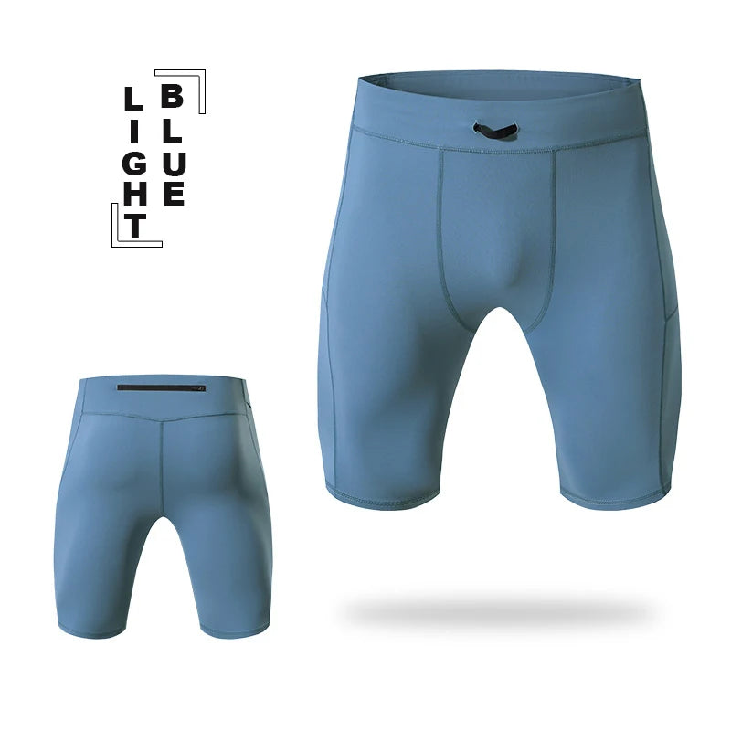 Compression Shorts Men – Quick Dry Bodybuilding Tights, Fitness Leggings, Elastic Waist, Sport Bottoms, Gym and Running Shorts