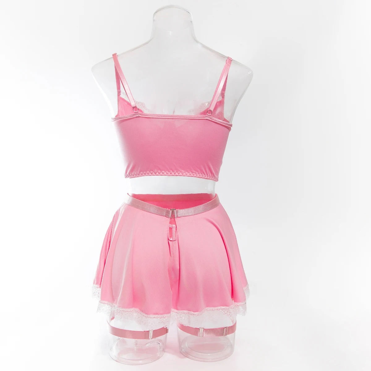 Maid Cosplay Lingerie Set – 5-Piece Sexy Lace Apron Uniform with Bow & Bandage Details