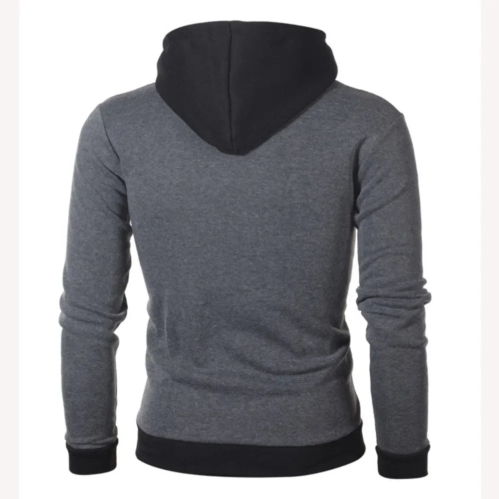 Zip-Up Men's Hoodie – Thick Fleece, Heavyweight Hooded Jacket for Autumn/Winter, Warm Outdoor Coa