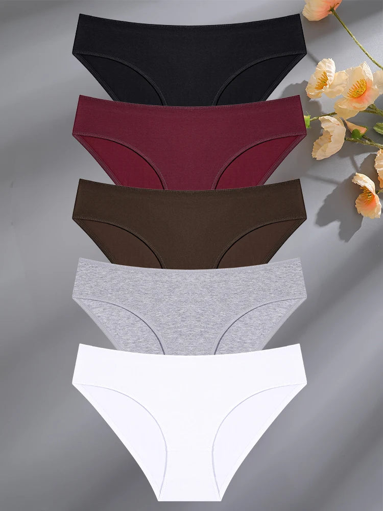 5PCS/Set Cotton Lingerie Panties – Women Underwear, Sexy Femme Underwear, Women's Underpant Panty, 8 Solid Color Briefs