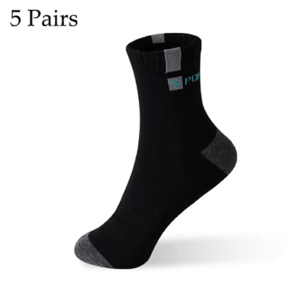 5 Pairs Men’s Bamboo Fiber Socks – Autumn Winter, Breathable Cotton, Sports, Deodorant, Business Socks