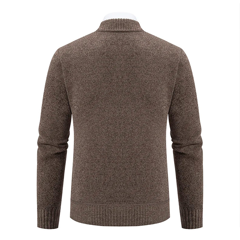 Knitwear Men's Stand-up Collar Thick Warm Cardigan Sweater – Loose Fit, Casual Winter Coat