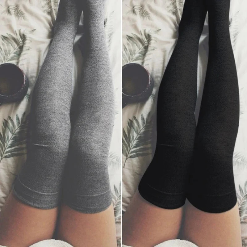 Sexy Solid Color Long Socks – Women Over Knee Thigh High Stockings, Lolita Ladies Girls Warm Knee Socks