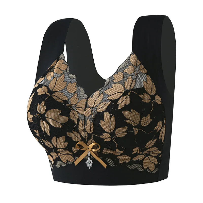 Push-Up Lace Sports Bra – Seamless, Wireless, Thin Design, Minimizer for Large Busts