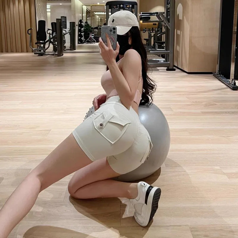 Women Sport Shorts – Pocket Design, Gym Wear, Sexy High Waist, Workout, Push Up, Booty Scrunch, Biker Shorts, Fitness, Cycling Tights