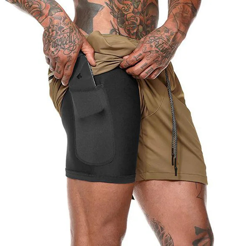 Men's Sport Shorts – Double-deck Running Shorts, 2-in-1, Beach Bottoms, Summer Gym Fitness, Training, Jogging