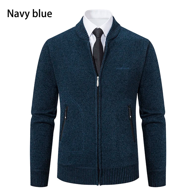 Knitwear Men's Stand-up Collar Thick Warm Cardigan Sweater – Loose Fit, Casual Winter Coat