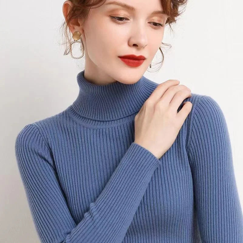 Turtleneck Knitted Sweater – Slim Fit, Korean Style, Pullover, Autumn Winter Top