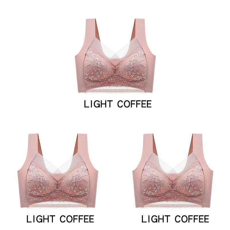 3PCS Women's Push Up Bralette – 5cm Lift, Plus Size Wireless Bras, Seamless Lace Tops, No Underwire, Sexy Comfort