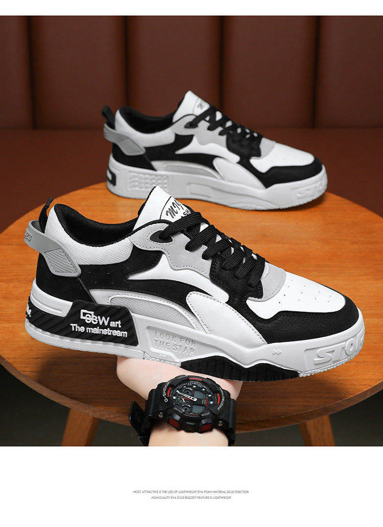 Men's Sneakers – Comfortable Platform, Lace-up Vulcanized Shoes, White Casual Sneakers