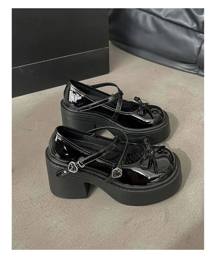 Lolita Mary Jane Shoes – Japanese Style, Vintage, Shallow High Heels, Chunky Platform, Cosplay Sandals
