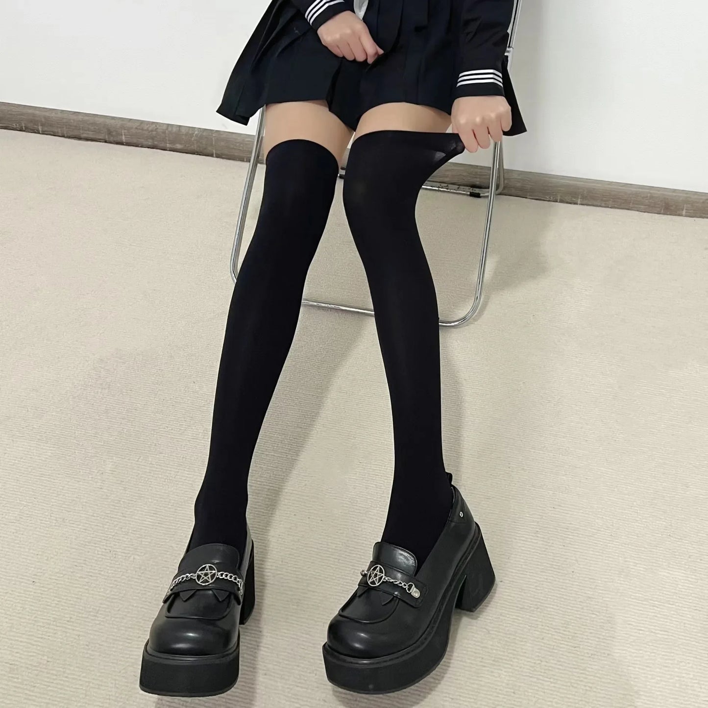 Solid Color Long Socks – JK Japan Style School Girls Thigh High Stockings, Lolita Kawaii Cute Knee High Socks