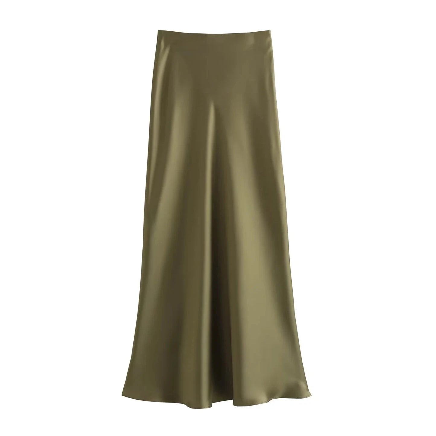 Women's Elegant Satin Skirt – Solid Color, Y2K Chic, High Waist, Slim Fit, Silk Texture, Tight Midi Skirt