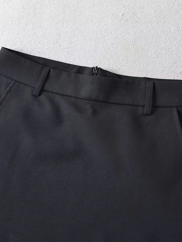 Women's Fashion A-Line Mini Skirt – Solid Color, Back Zipper, Vintage High Waist, Chic Style