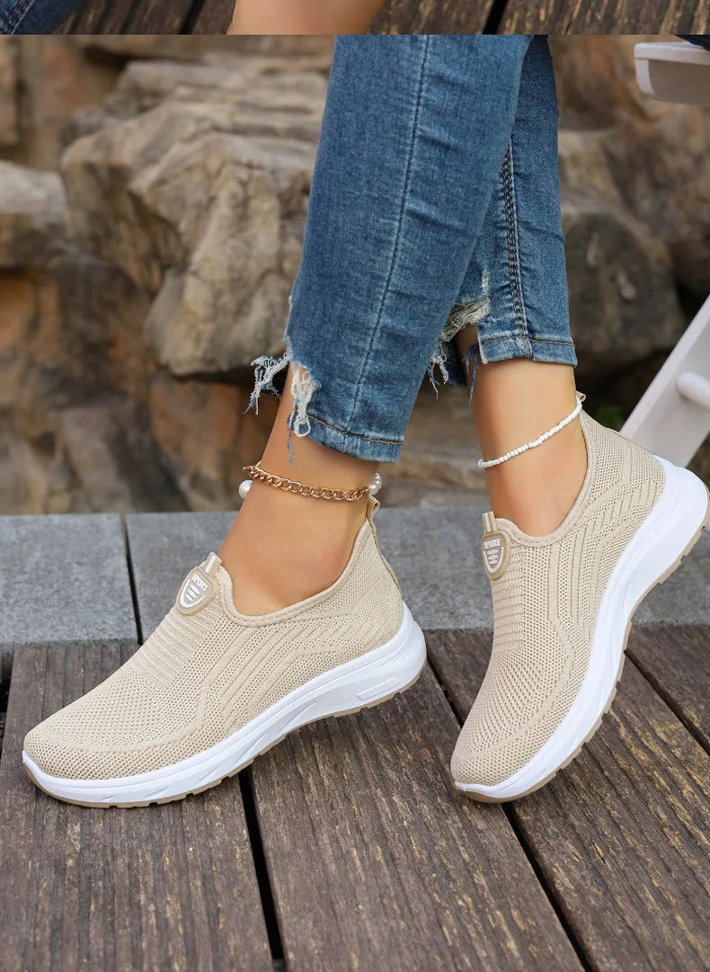 Sneaker Loafers - Tennis Femimino Ladies Slip-On, Breathable Sports Shoes, Designer Barefoot Ballet Flats for Women