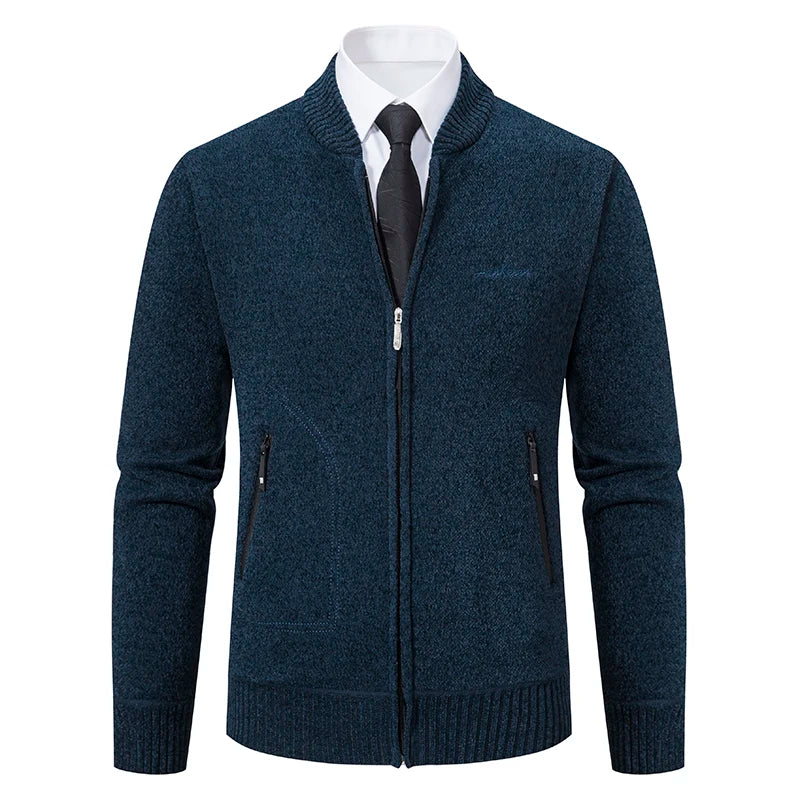Knitwear Men's Stand-up Collar Thick Warm Cardigan Sweater – Loose Fit, Casual Winter Coat
