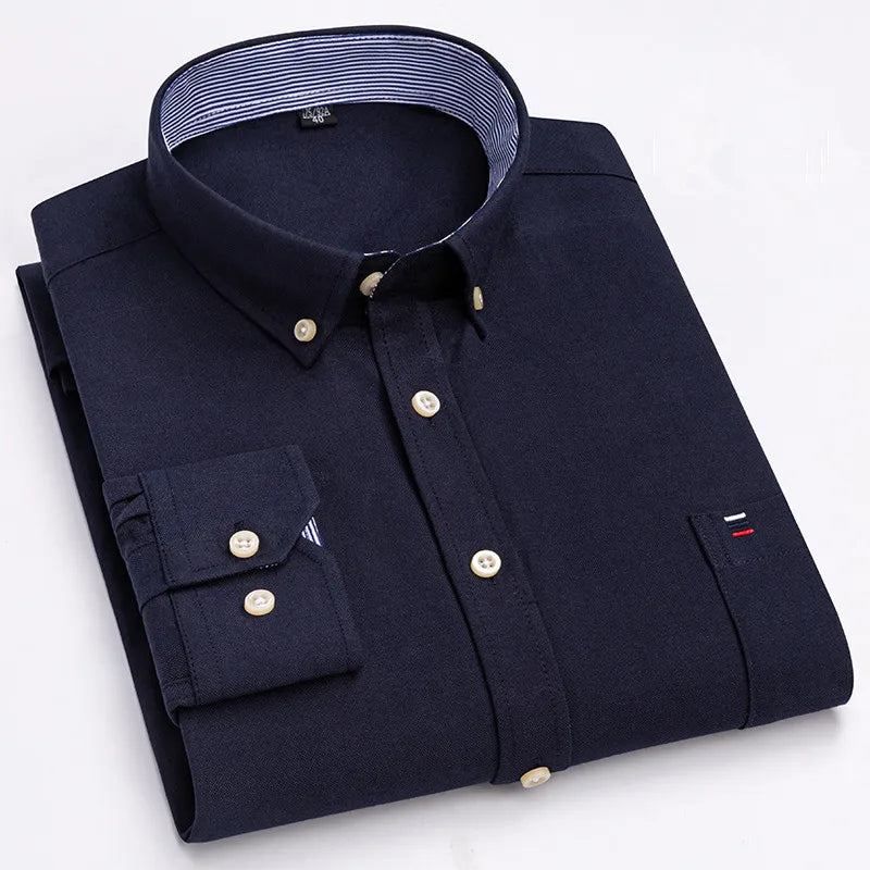 Men's 100% Cotton Shirt – Long Sleeve Plaid Oxford, Plaid, Regular Fit Formal Dress Shirt, Available In Oversized