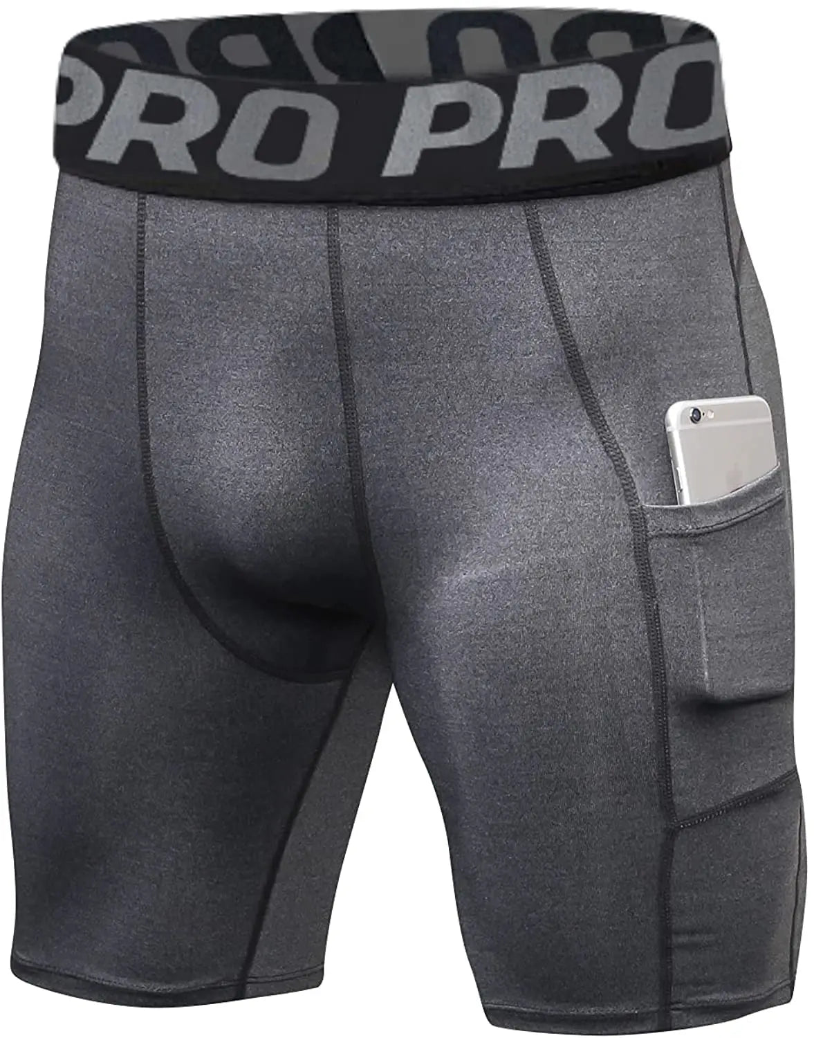 Men's Gym Shorts with Pockets – Workout Compression Leggings, Polyester Boxer Briefs, Running, Basketball, Athletic Tights
