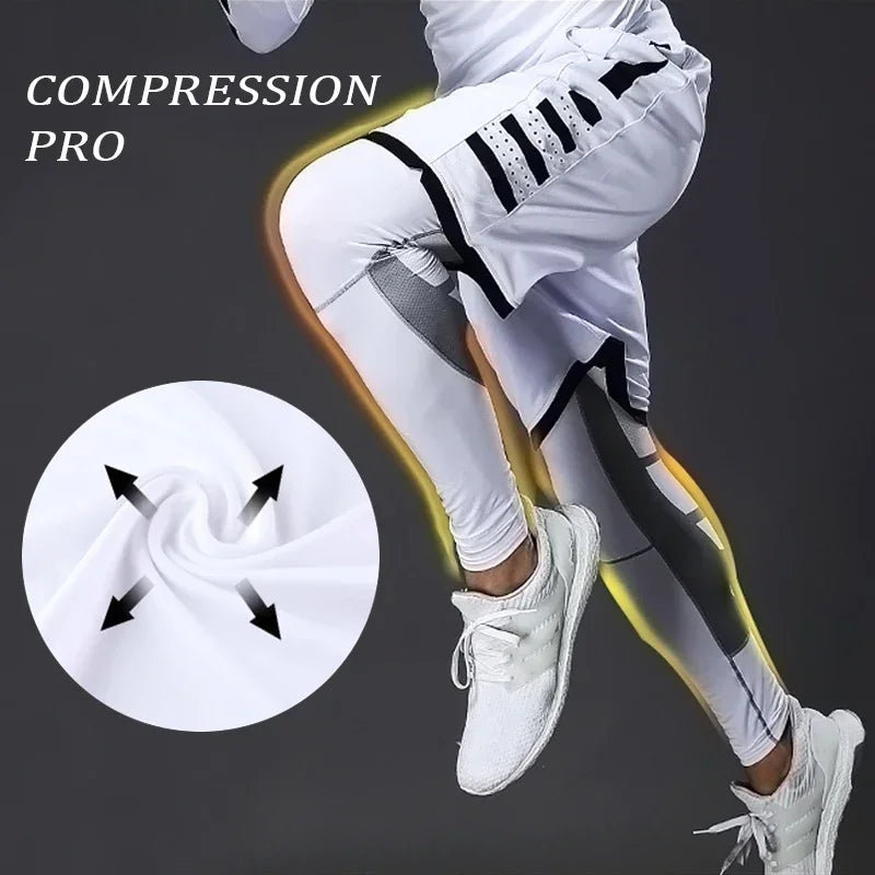 Men's Lycra Compression Pants – Cycling, Running, Basketball, Soccer, Elastic Sweatpants, Fitness Tights, Legging Trousers, Rash Guard