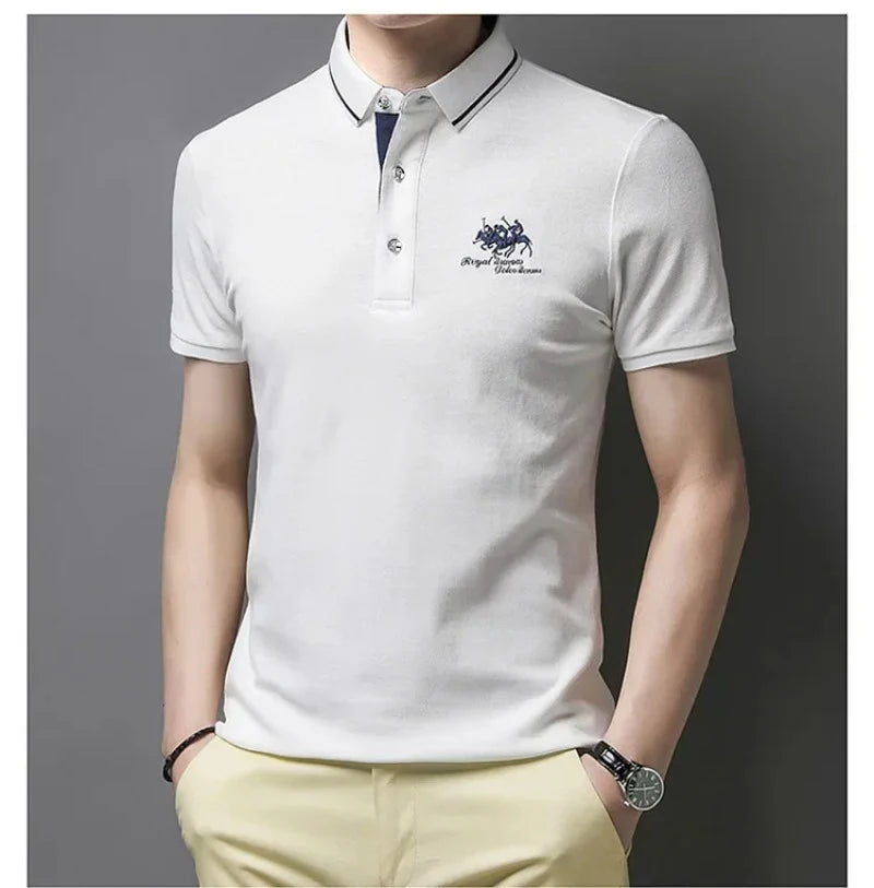 Men's Embroidered Polo Shirts – Short Sleeve Luxury Top With Lapel, Casual And Breathable, Lightweight T-Shirt For Men