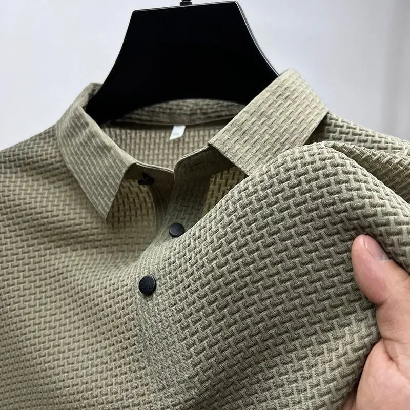Men's Lop-up Hollow Polo Tee – Short-Sleeved Ice Silk T-Shirt, Breathable And Stylish, Ideal For Business And Casual Wear