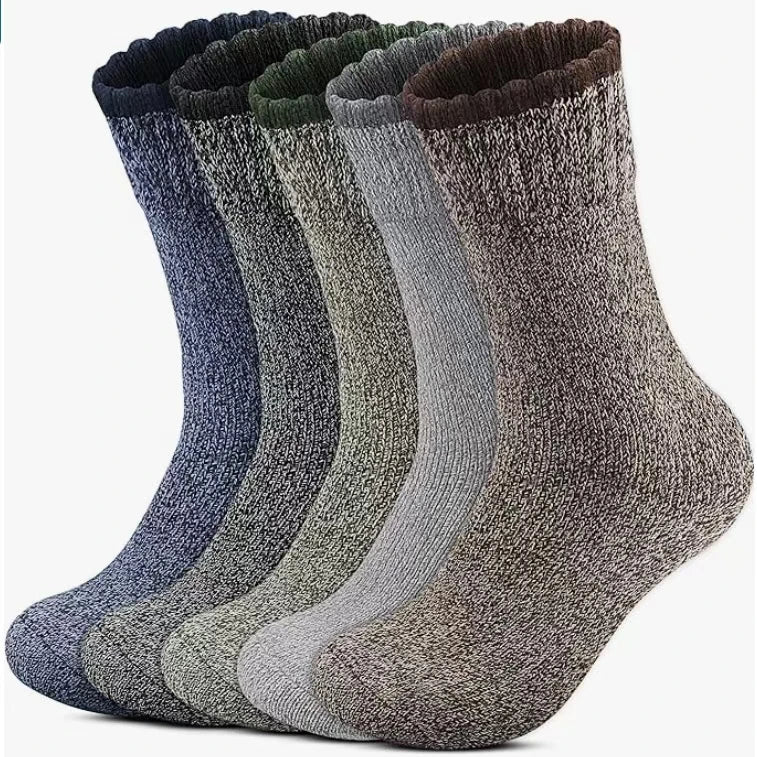 5 Pairs Wool Socks for Men – Super Thick, Thermal Hiking Socks, Ideal for Cold Weather