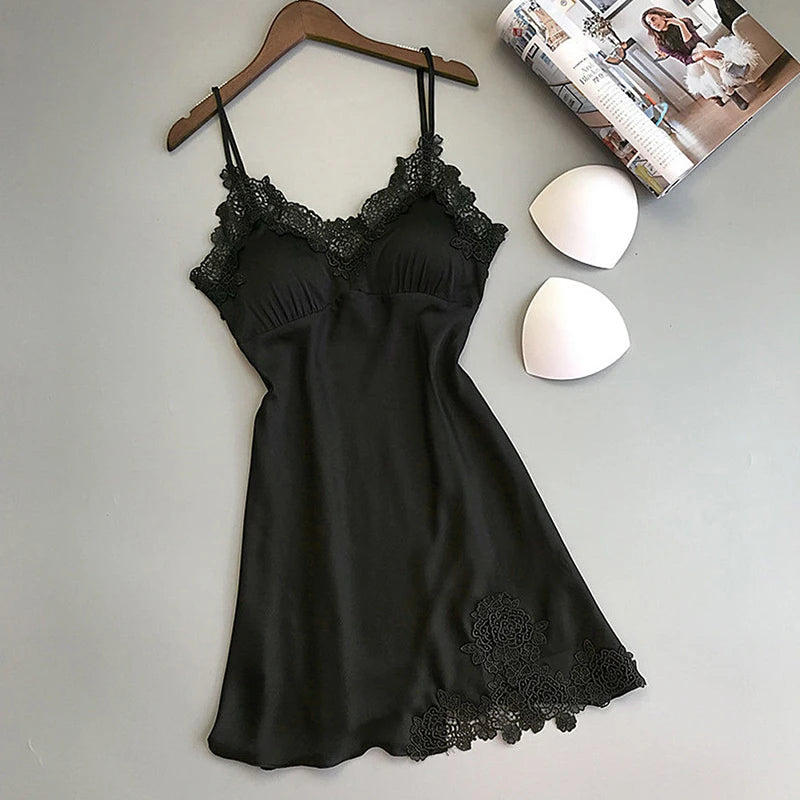 Sexy Silk Suspender Nightdress – Women's Spring & Summer Ice Silk Thin Halter Satin Nightdress