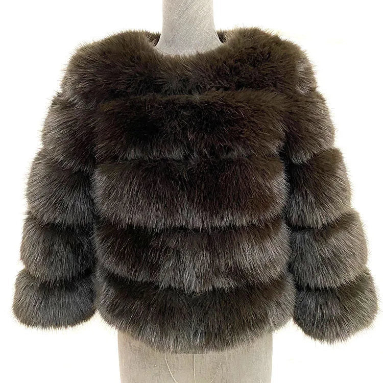 Elegant Faux Mink Fur Coat – Fluffy, Thick, Warm Winter Jacket for Women (S,M,L)