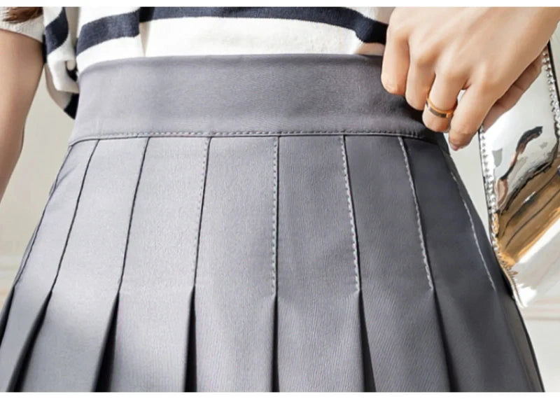 Women's Pleated Mini Skirt – High Waist, Zipper, Summer, JK Dancing Style, Fashion Student A-Line