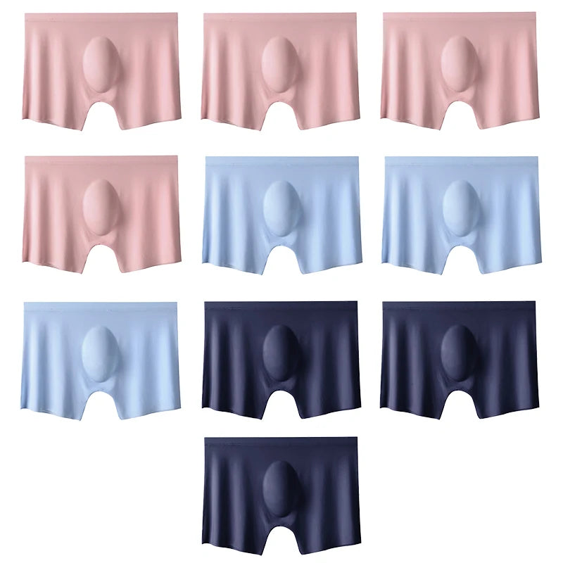 Men's Ice Silk Boxers – 10 Pcs/Lot, Seamless, Ultra-Thin, Breathable, Summer Sexy Underwear Shorts